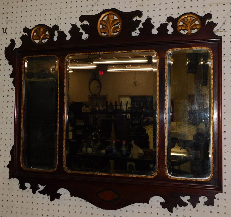 19th C Mahog Beveled Mirror (Moldings Missing) (1 of 9)