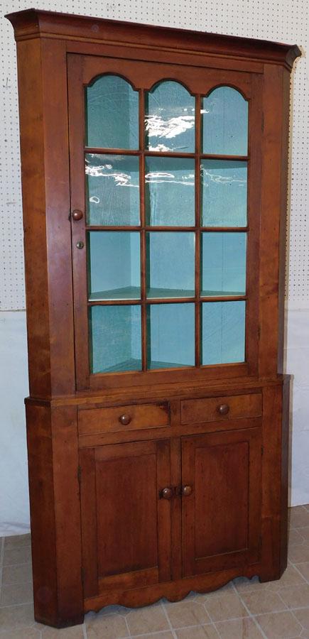 19th C Cherry Corner Cabinet W/ Orig Glass (1 of 6)