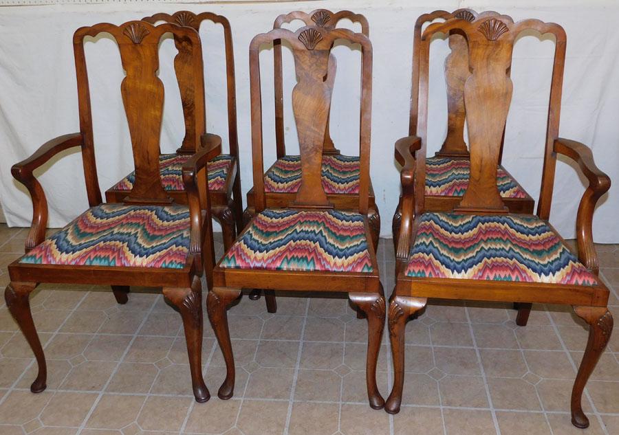 Set 6 Walnut Shell Carved Dining Chairs (1 of 4)