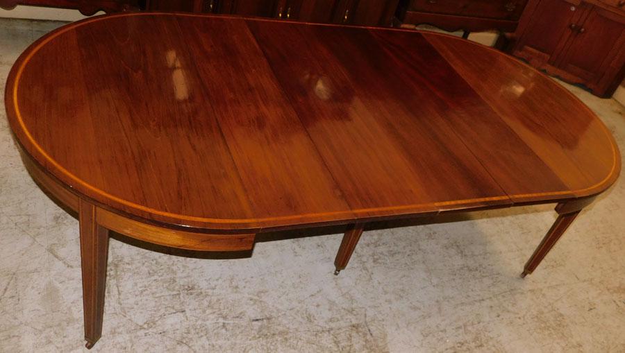 Antique Mahog Inlay Dining Table W/ 4 Leaves (1 of 5)