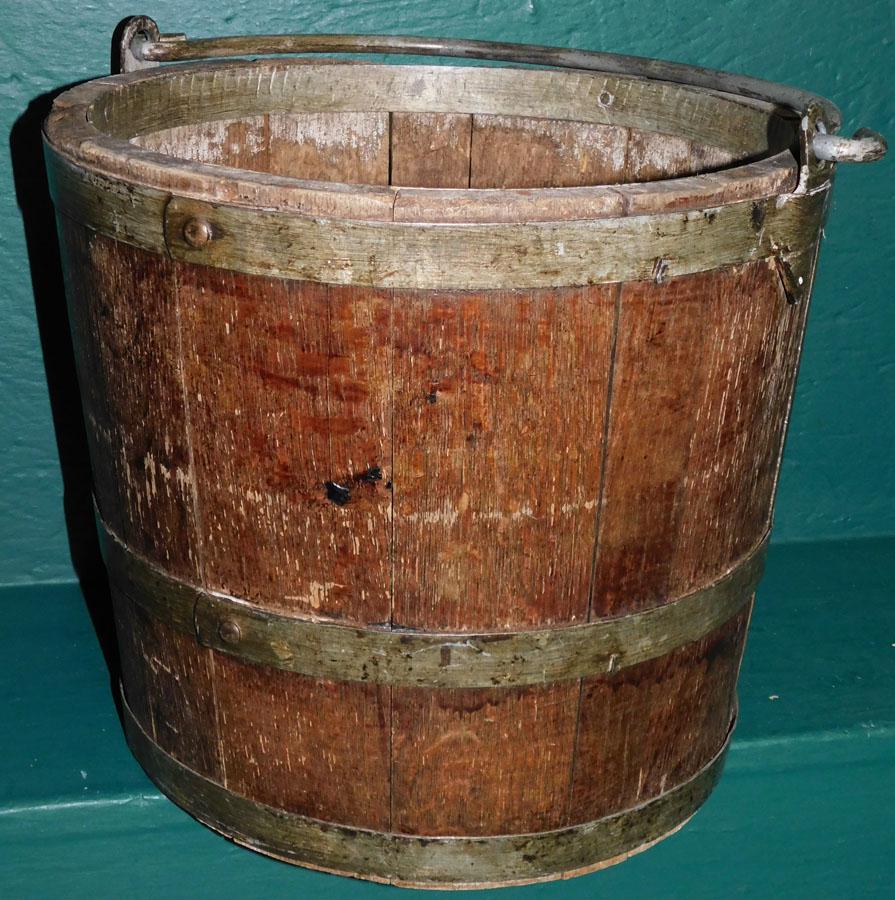 Antique Oak Metal Banded Well Bucket (1 of 3)