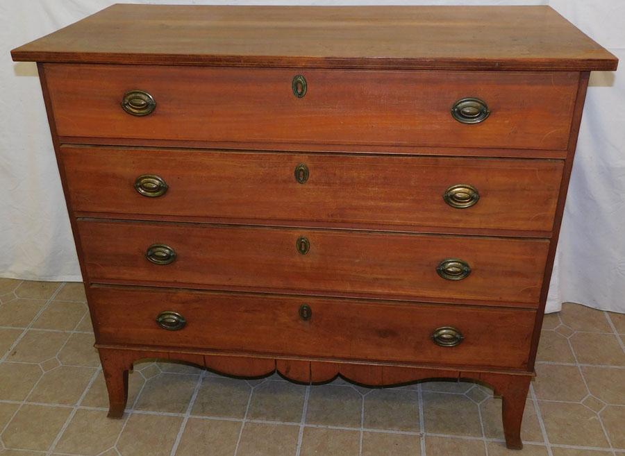 19th C Cherry Inlaid 4 Drawer Chest (1 of 6)