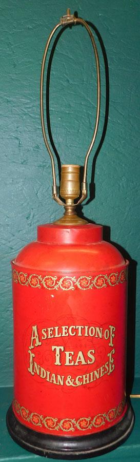 Tole Painted Tea Canister Made Into Lamp (1 of 3)