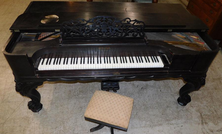Victorian Rosewood Square Piano By Wheelock: Victorian Rosewood Square Piano By Wheelock. 80" W 41 1/2" D 39 1/4" H