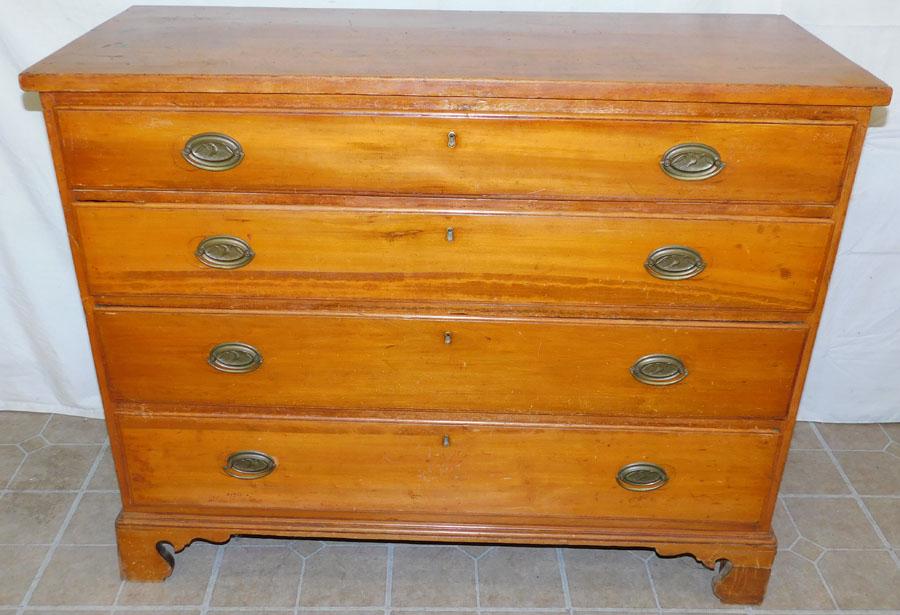 19th C Cherry 4 Drawer Chest (1 of 5)