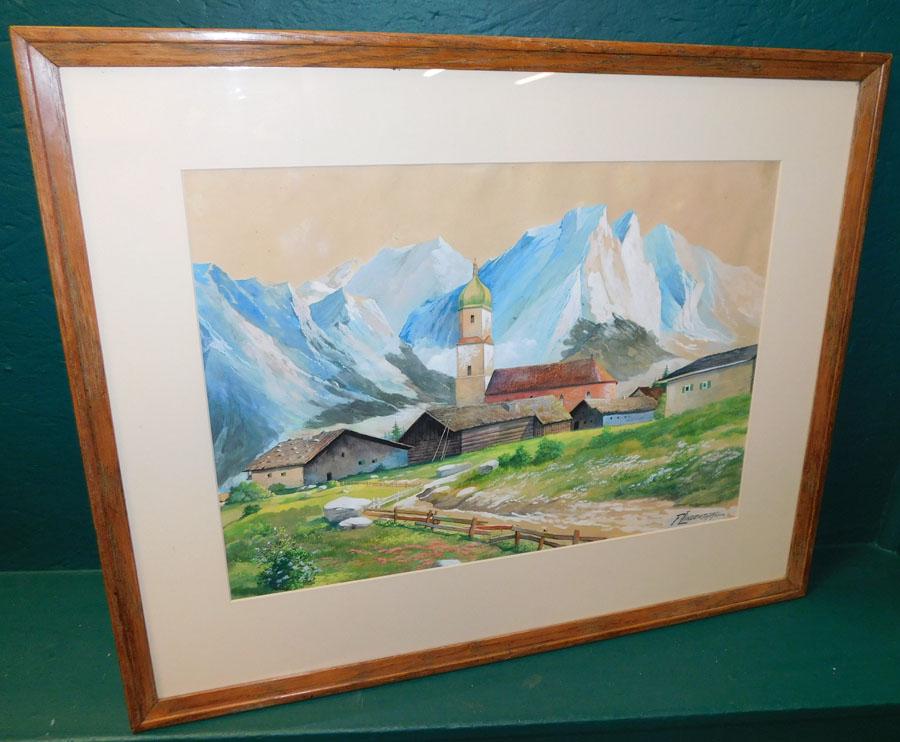 Framed Watercolor Of Mountain Scene - Signed (1 of 4)