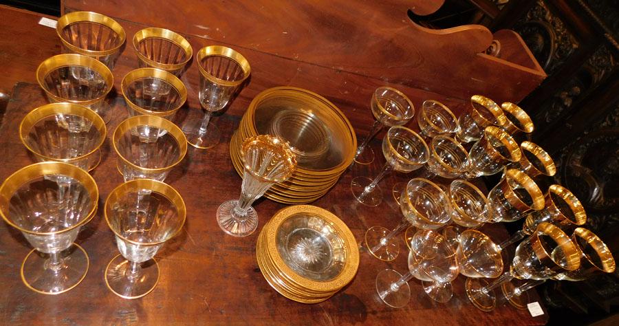 42 Pc Gold Rim Stemware & Plates (1 of 4)