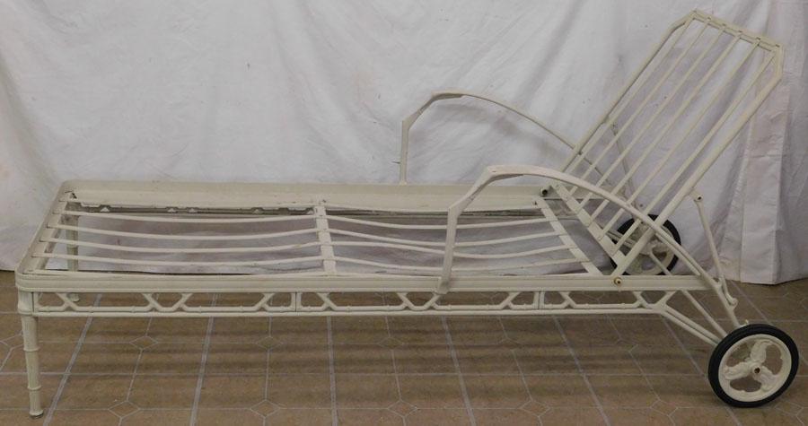 Cast Aluminum Faux Bamboo Chaise Lounge: Cast Aluminum Faux Bamboo Chaise Lounge.