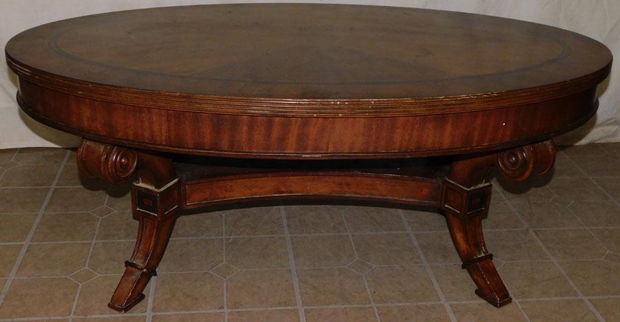 Mahogany Inlaid Oval Coffee Table (1 of 3)