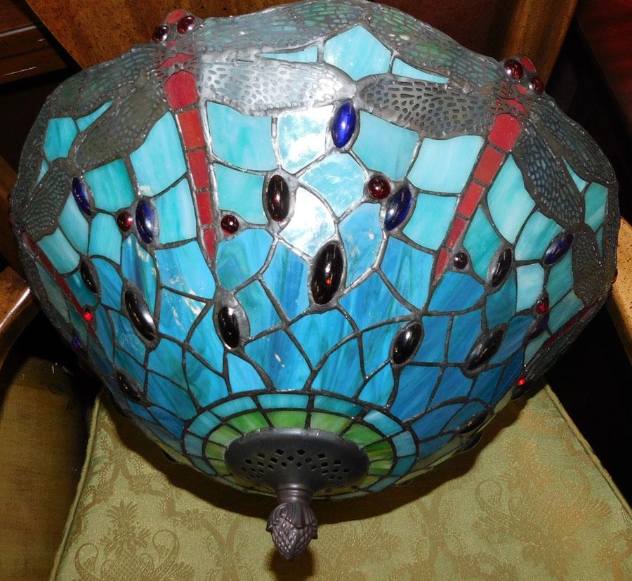 Leaded Stain Glass Foyer Light: Leaded Stain Glass Foyer Light. 16" Dia