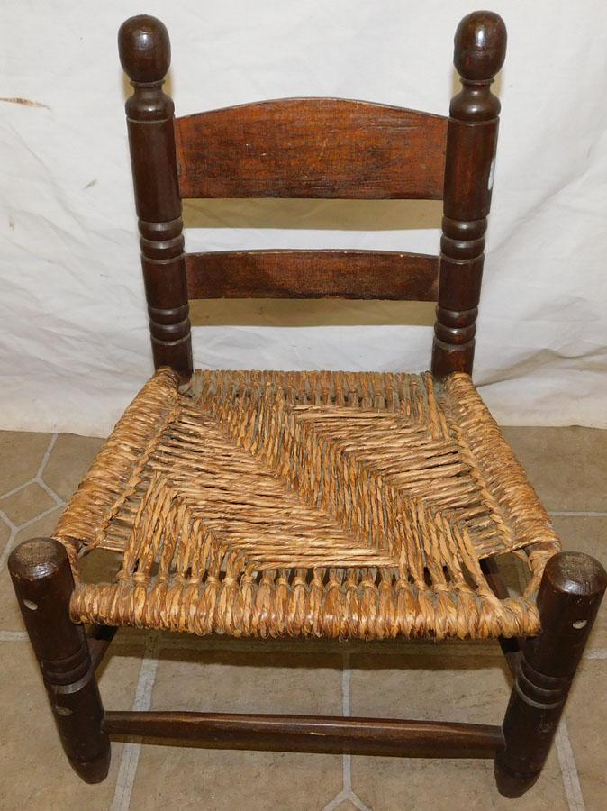 Childs Rush Bottom Ladder Back Chair: Childs Rush Bottom Ladder Back Chair. 17 1/4" H