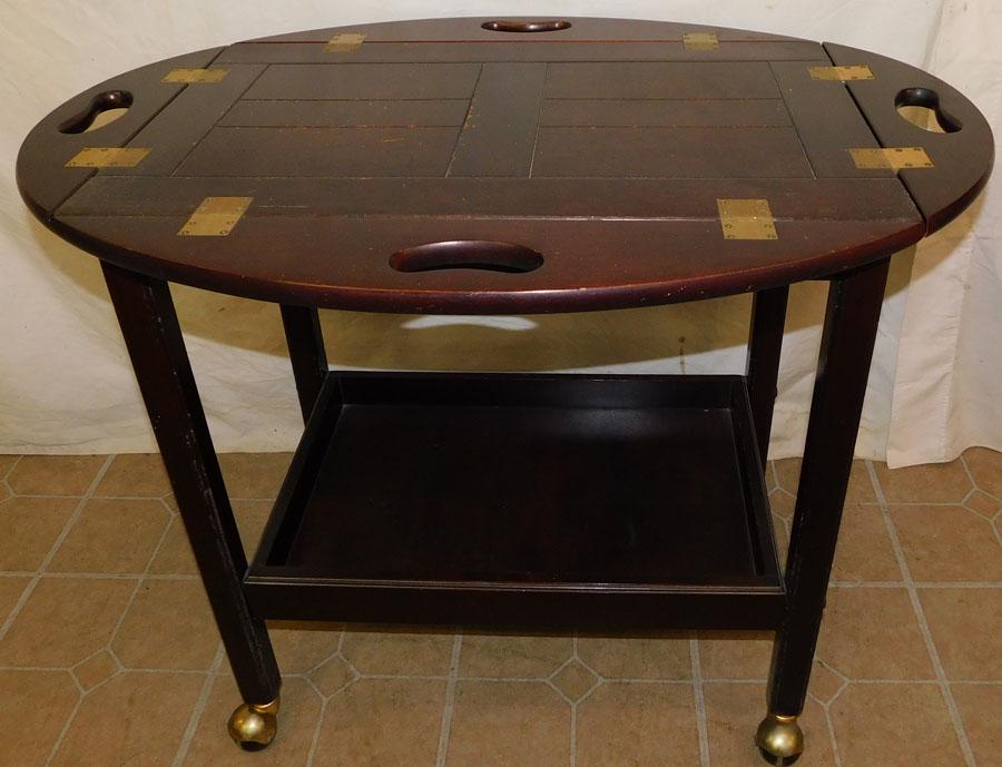 Mahogany Butlers Tray Tea Cart: Mahogany Butlers Tray Tea Cart. 27 1/2" W 18" D 32 1/4" H