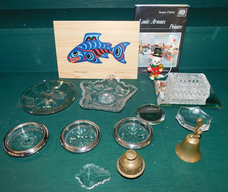 Lot Silverplate Wine Coasters Glass Brass Bells: Lot Silverplate Wine Coasters Glass Brass Bells .