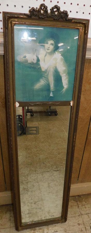 Antique Trumeau Mirror: Antique Trumeau Mirror. 12 3/4" X 46 1/2"