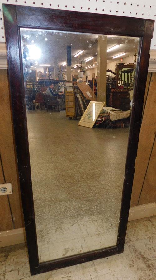 Antique Mahogany Framed Door Mirror: Antique Mahogany Framed Door Mirror. 20 1/2" X 46 3/4"