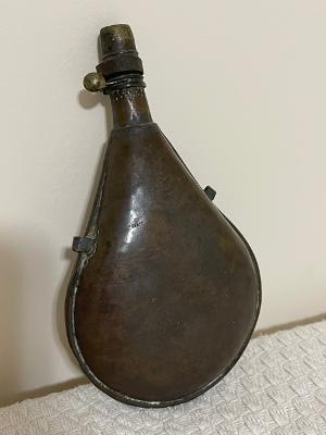 Antique Brass Powder Flask: Antique Brass Powder Flask. 7 1/4" Long