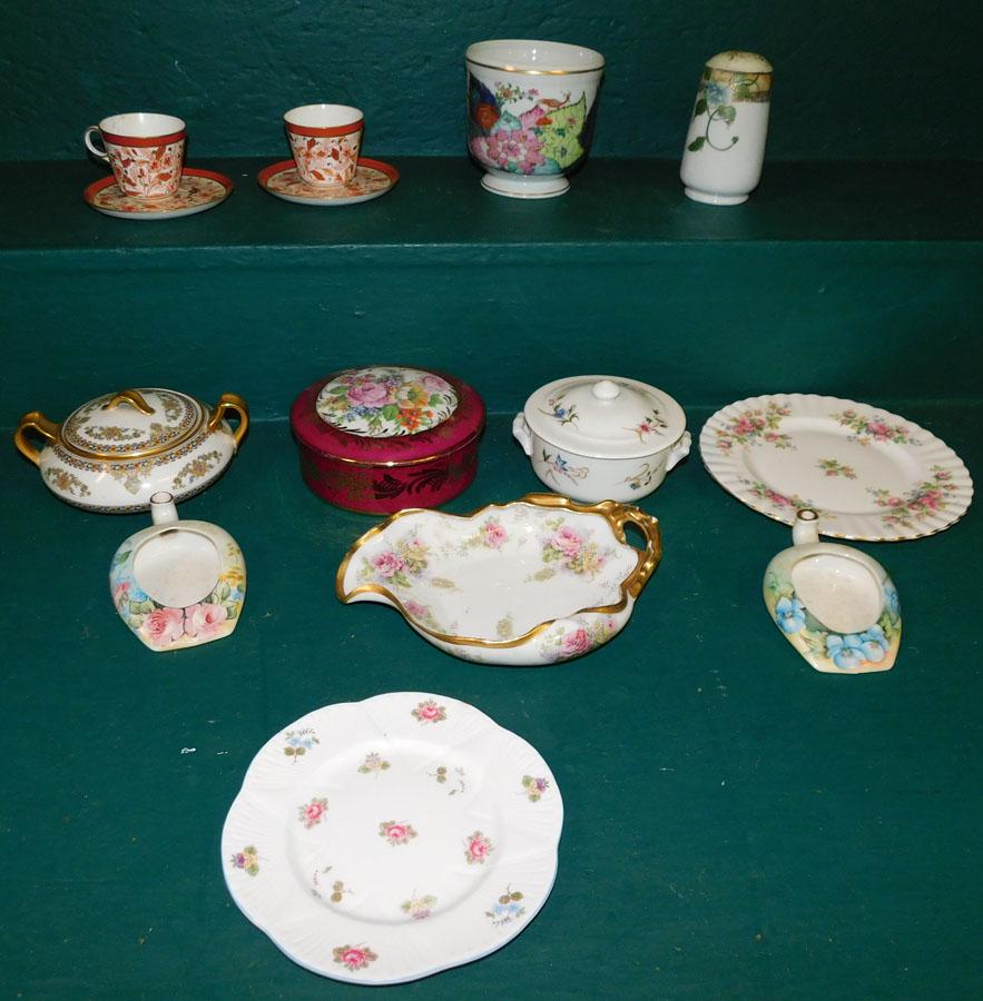 Lot Porcelain, Limoges Covered Box,Cups,Bowls,Misc.: Lot Porcelain -- Limoges Covered Box -- Cups -- Bowls -- Misc..