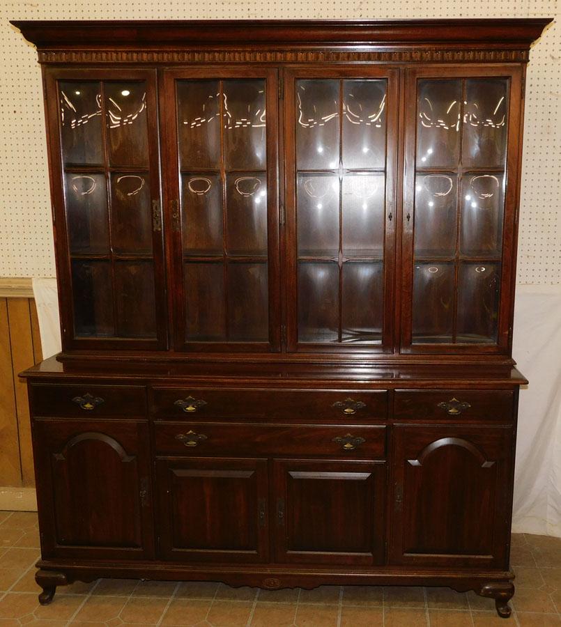 Cherry Bubble Glass Breakfront by Ethan Allen: Cherry Bubble Glass Breakfront by Ethan Allen. 68" W 20" D 78" H