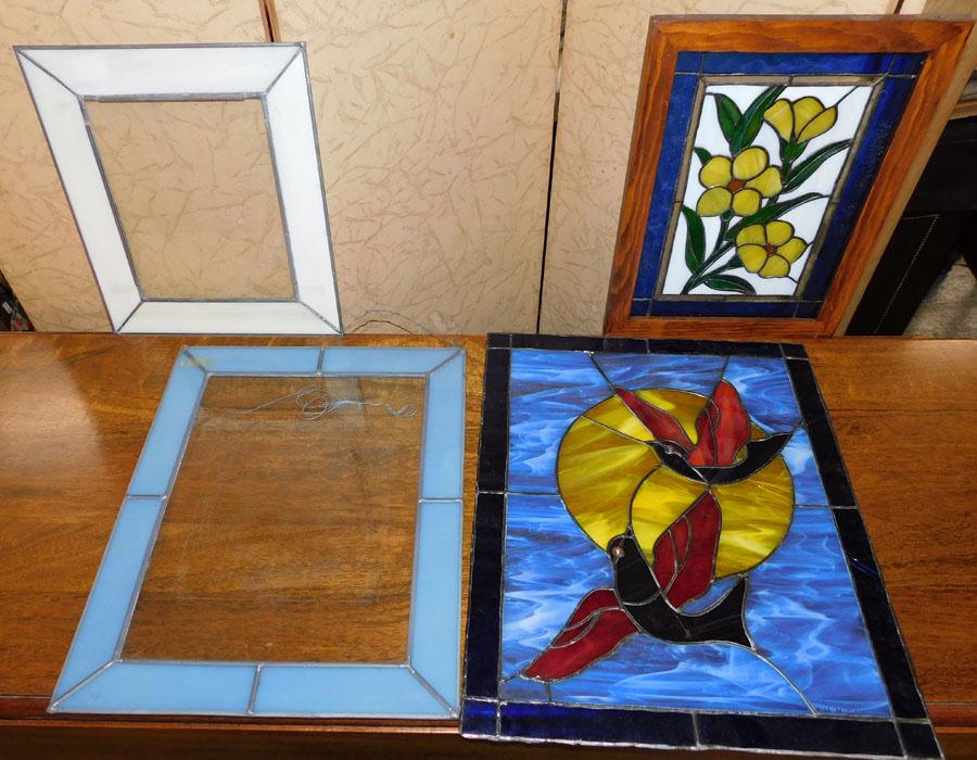 Lot of 4 Leaded Glass Panels: Lot of 4 Leaded Glass Panels . 16 1/4" x 20"