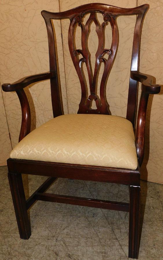 Mahogany Chippendale Arm Chair: Mahogany Chippendale Arm Chair . 39 1/2" H