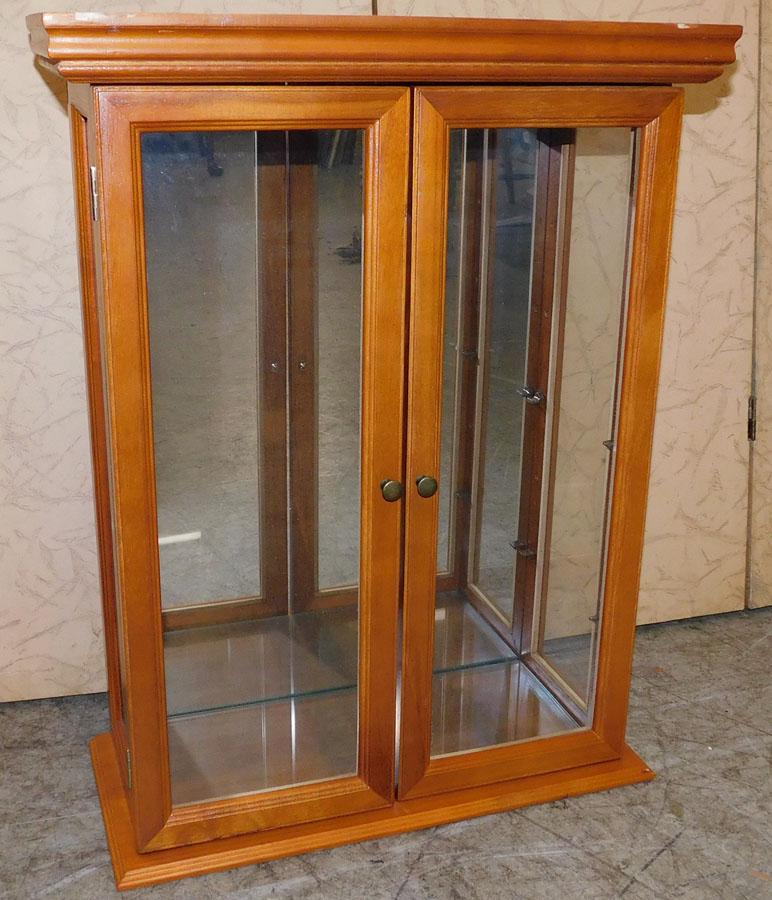 Bleached Mahogany Wall Curio Cabinet: Bleached Mahogany Wall Curio Cabinet. 19 3/4" W 8 3/4" D 253/4" H