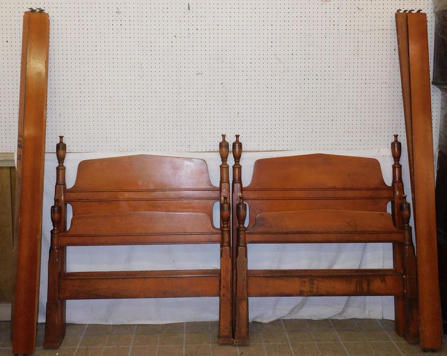 Pair of Maple Twin Beds with Rails by Whitney: Pair of Maple Twin Beds with Rails by Whitney. 41 1/2" W 47 3/4" H