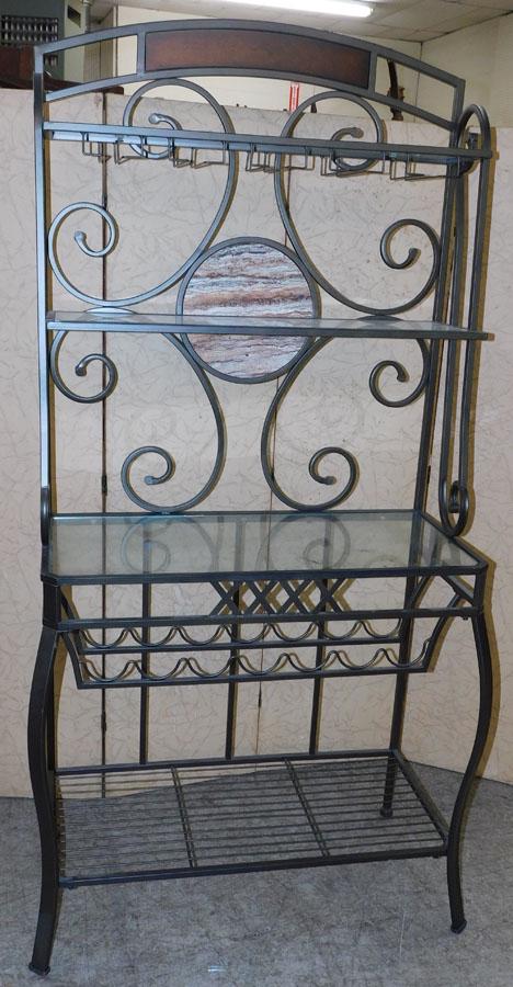 Metal & Glass Bakers Rack: Metal & Glass Bakers Rack. 35" W 18" D 73 1/2" H