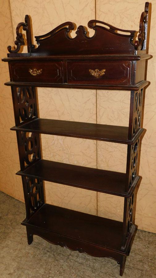 Mahogany Wall Shelf with 2 Drawers: Mahogany Wall Shelf with 2 Drawers . 22" W 7 1/2" D 45" H