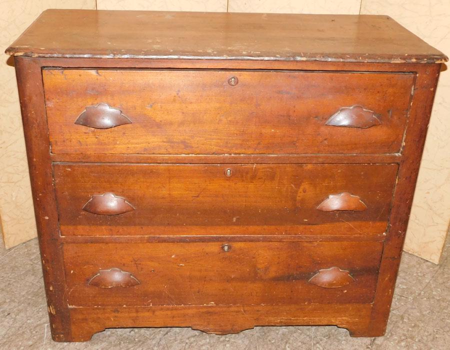 Antique Pine 3 Drawer Chest: Antique Pine 3 Drawer Chest. 38 1/2" W 17 1/4" D 32 1/4" H