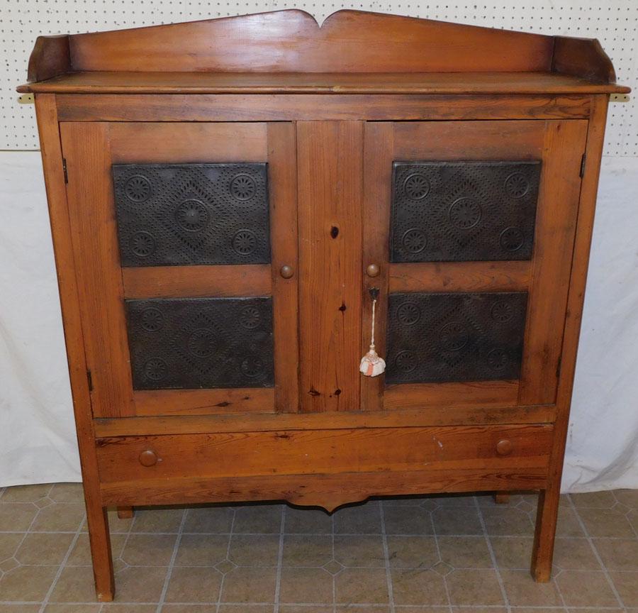 Antique Tin Punch Pine Pie Safe (1 of 7)