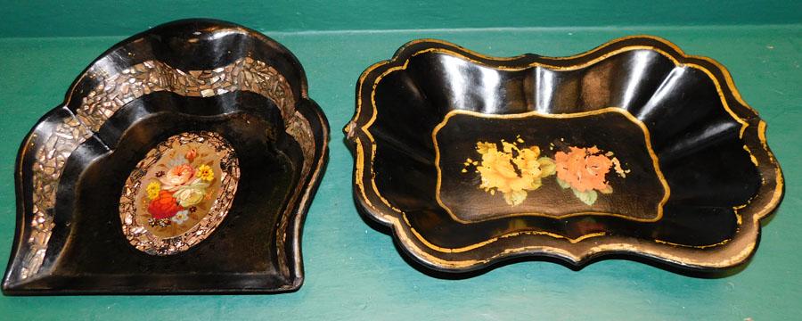 Black Lacq Paper Mache Bowl & Crumb Tray (1 of 3)