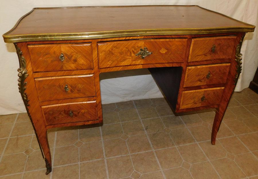 Fr Rosewood Inlay Tooled Leather Top Desk (1 of 6)