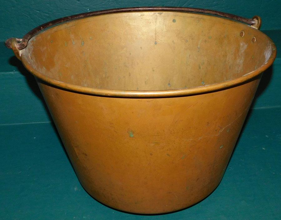 Large Brass Jelly Bucket W/ Wrought Handle (1 of 2)