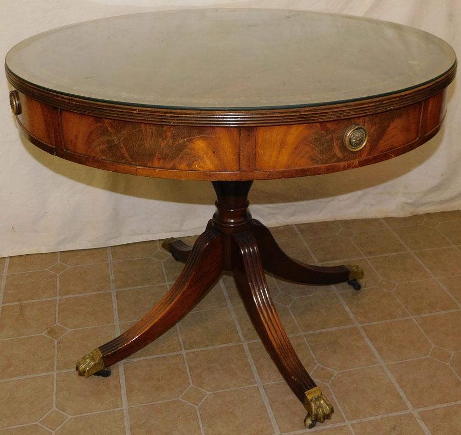 Mahogany Two Drawer Drum Table (1 of 5)