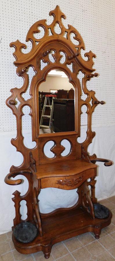 Victorian Walnut Hall Coat Rack (1 of 6)