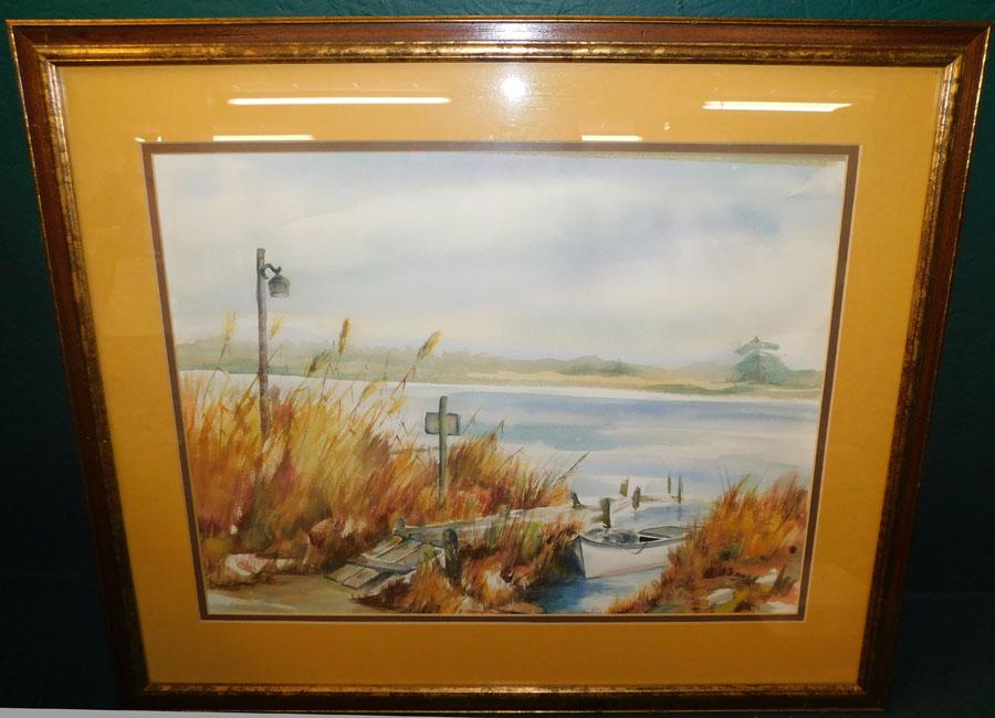 Framed Watercolor Beach Scene (1 of 3)
