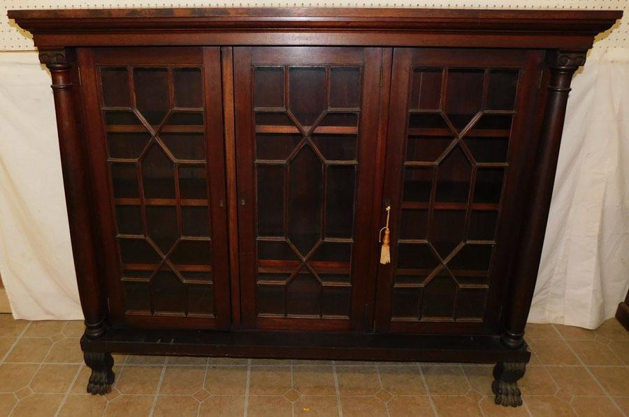 19th C Empire Mahogany 3 Door Bookcase (1 of 7)