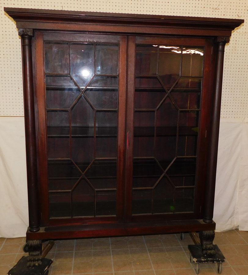 19th C Empire Mahogany China Cabinet (1 of 5)