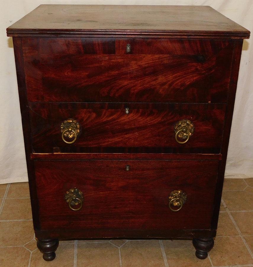 19th C Lift Top Mahogany 2 Drawer Commode (1 of 5)