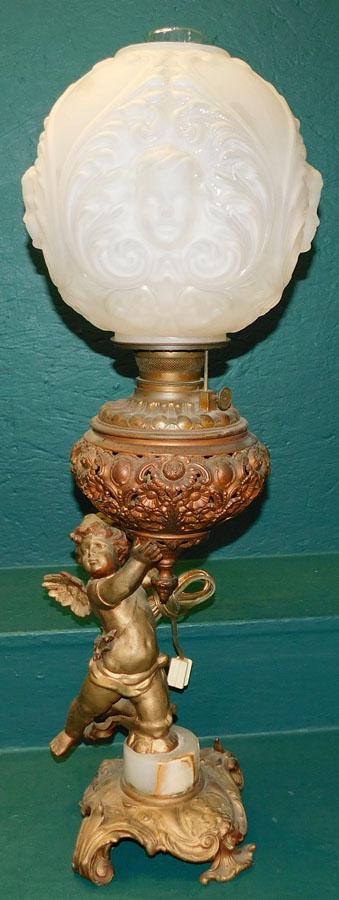 White Stain Glass Gone with The Wind Lamp (1 of 2)