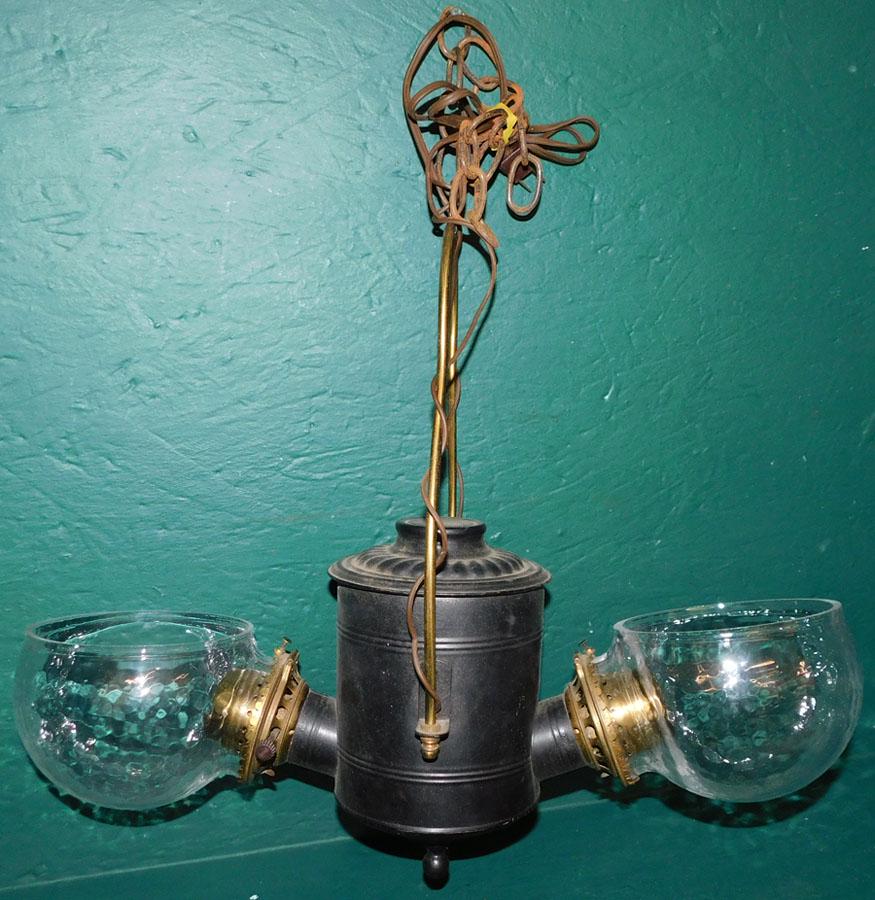 Antique Hanging 2 Light Angle Lamp (1 of 3)
