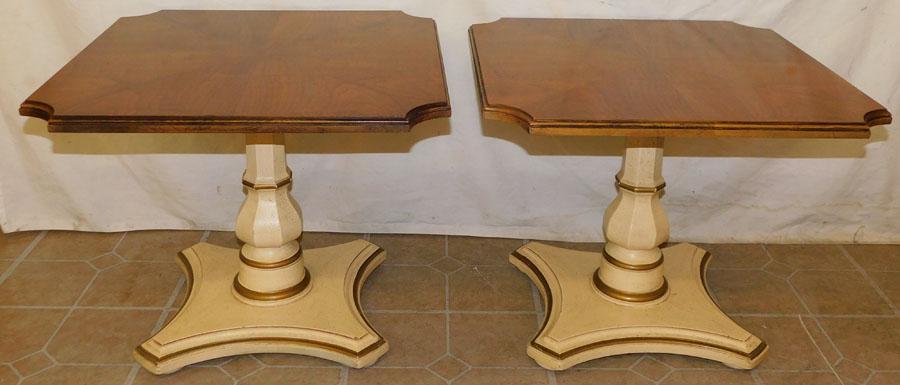 Pr Walnut & Pntd Pedestal Stands by Henredon: Pair of Walnut & Painted Pedestal Stands by Henredon. 21 1/4" W 21 1/4" D 17 1/4" H