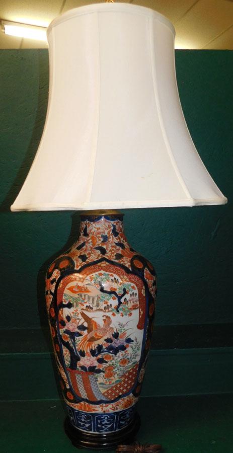 Large Imari Porcelain Vase Made Into Lamp (1 of 3)