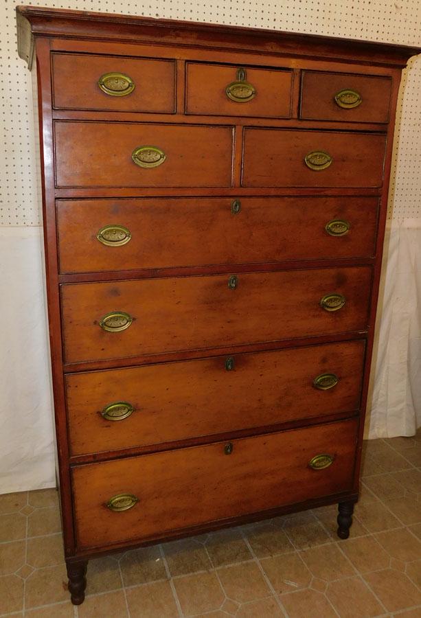 19th C 3/2/4 Cherry Sheraton Tall Chest (1 of 5)