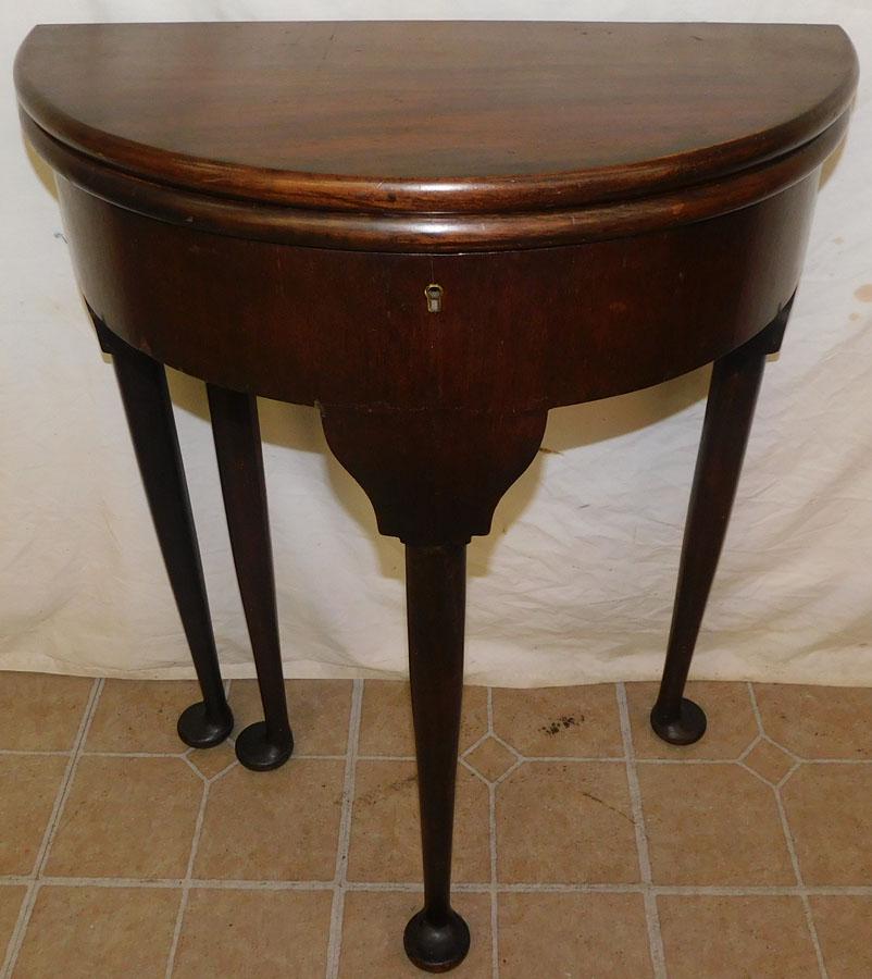 George II Style mah Demilune Game Table (1 of 4)