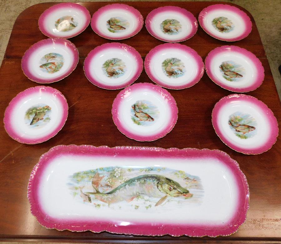 12 Pc HP J.S. German Porcelain Fish Set (1 of 6)