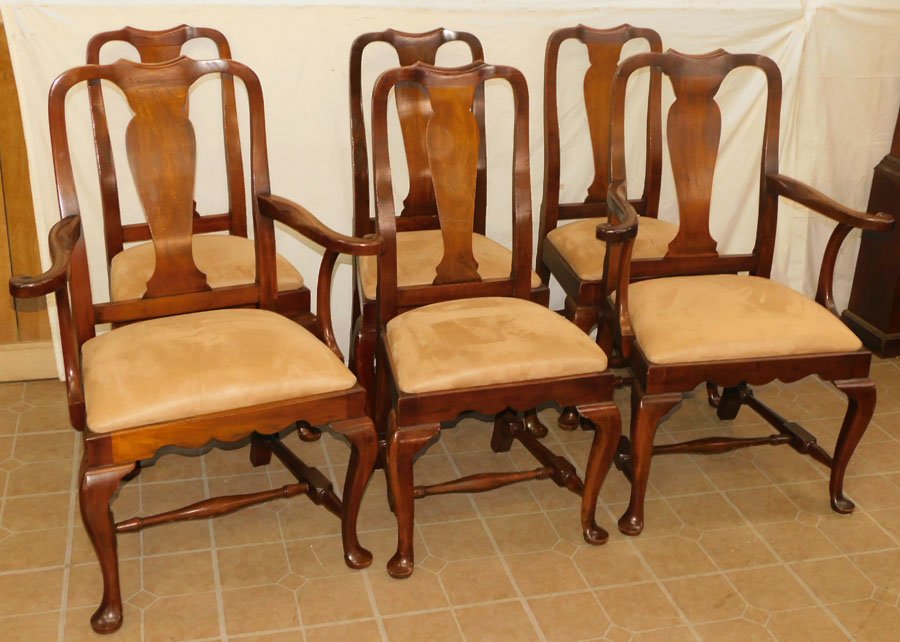 Set of 6 Mah QA Stretcher Base Dining Chairs (1 of 3)