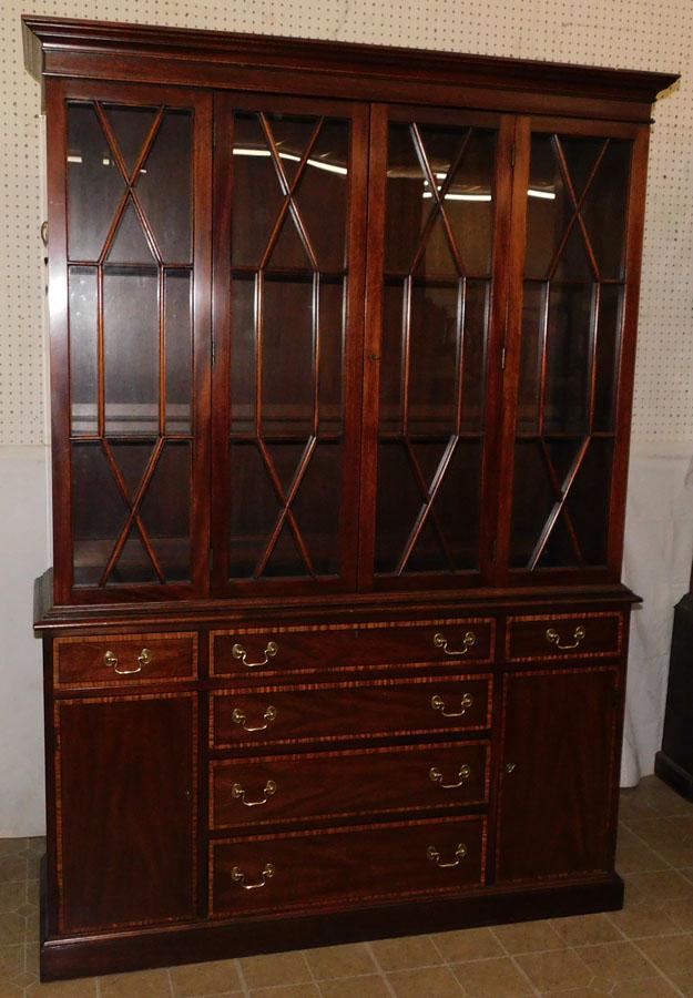 2 Pc Henkel Harris Mah Inlaid Breakfront (1 of 7)