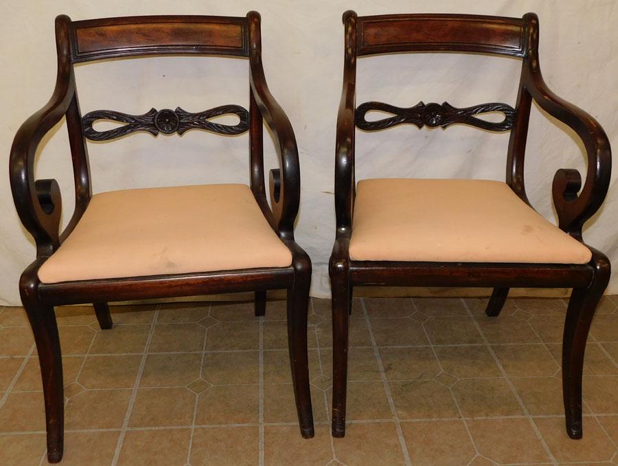 Pair of Carved Mahogany Regency Arm Chairs (1 of 3)