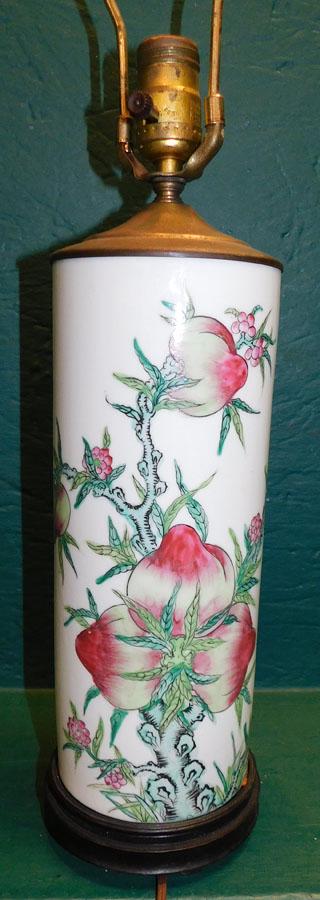 Oriental Porcelain Brush Vase Made Into Lamp (1 of 2)